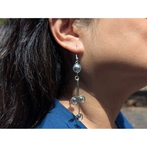 Handcrafted Navajo Sterling Silver Droptier Dangle Earrings‎ NA Jewelry ***